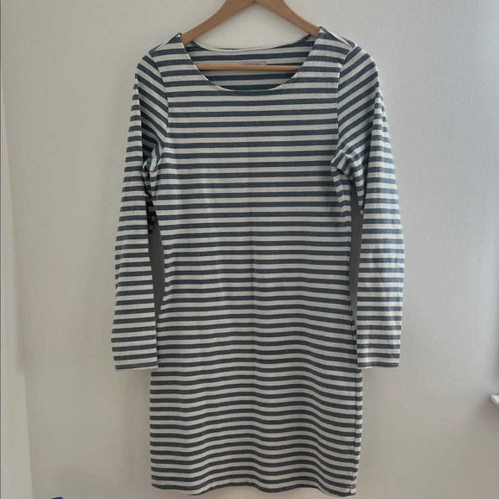 OUTERKNOWN New Denim Project Boatneck Blue Nautical Striped Dress Small Cotton